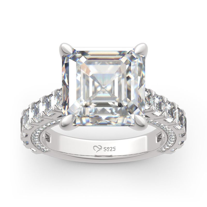 Classic Asscher Cut Sterling Silver Ring