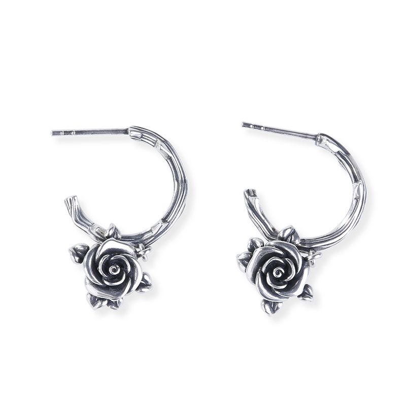 Heart Leaves Rose Branch Earrings