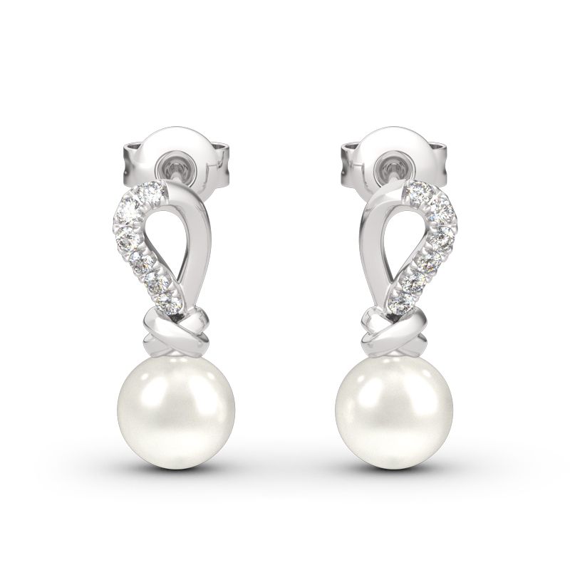 Knot Cultured Pearl Sterling Silver Earrings