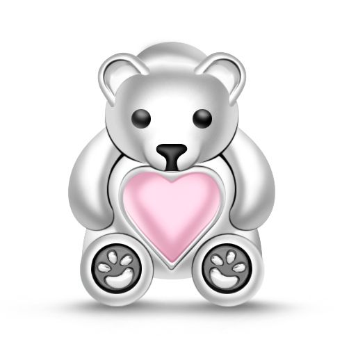 " My Heart is Always with You" 925 Sterling Silver Bear Charm