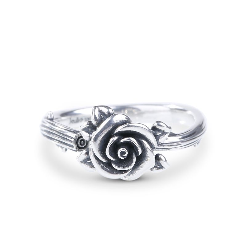 Heart Leaves Rose Branch Ring