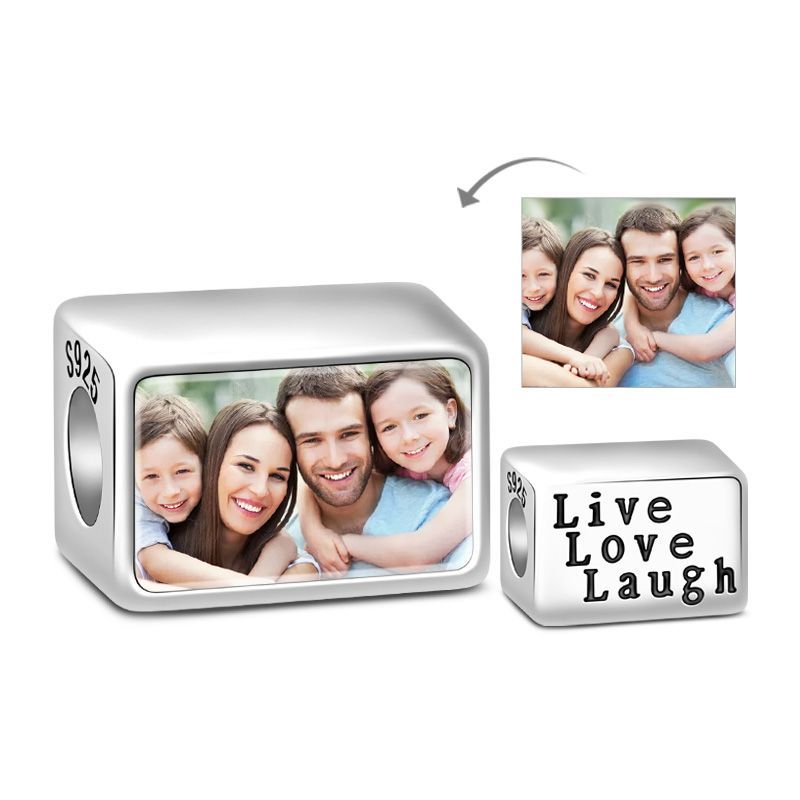 Live Love Laugh Photo Charm Sterling Silver