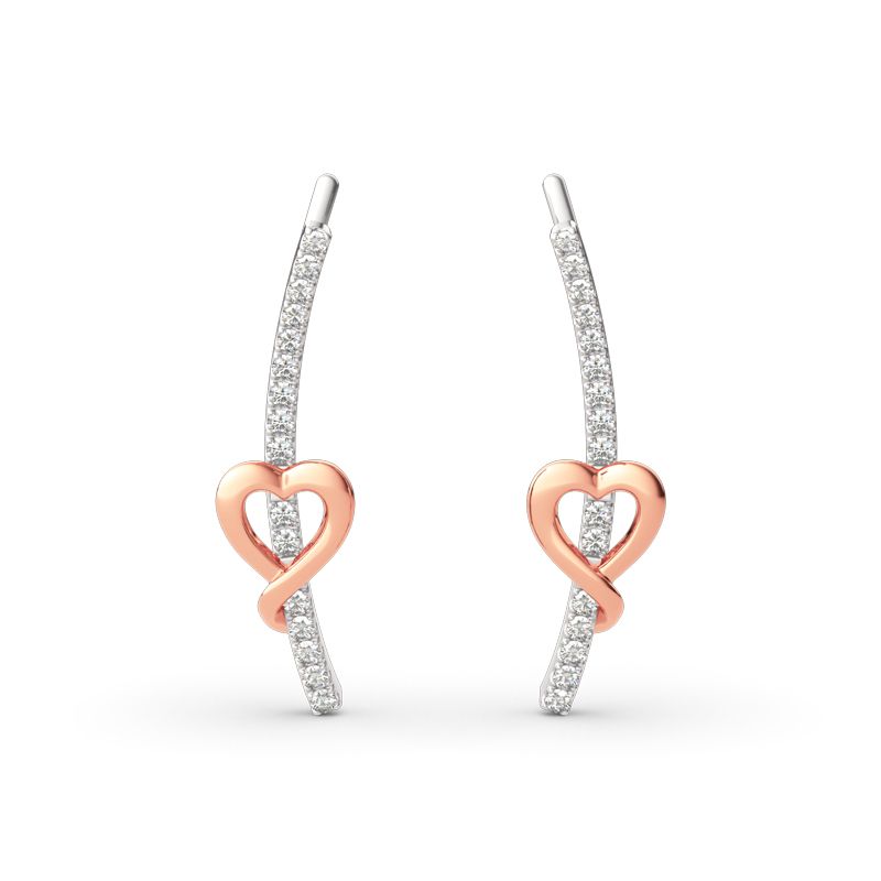 Heart Sterling Silver Climber Earrings