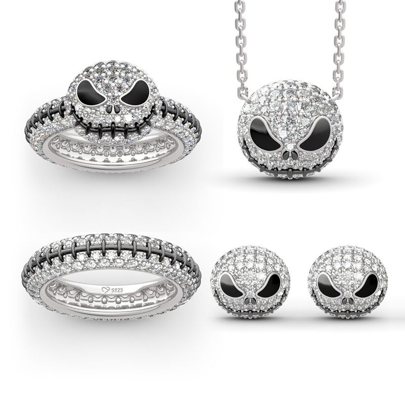 "Pumpkin King" "Jack Skull" Sterling Silver Jewelry Set