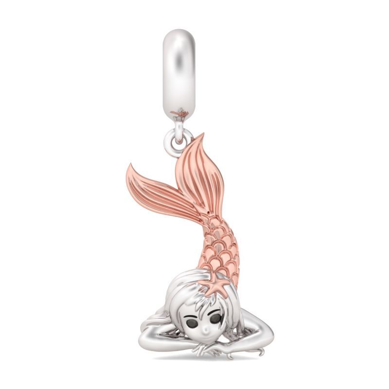 Mermaid Girl Sterling Silver Pendant Charm