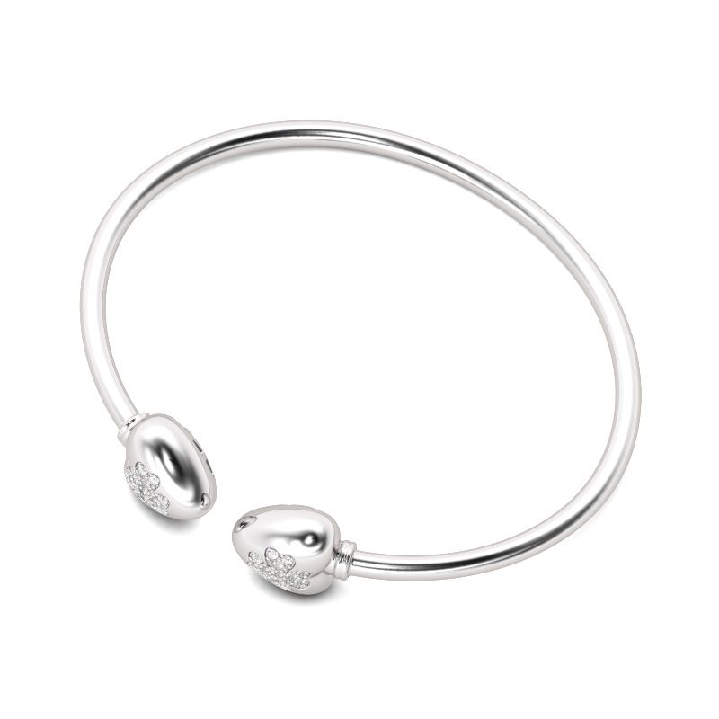 Heart and Clover Bangle Sterling Silver