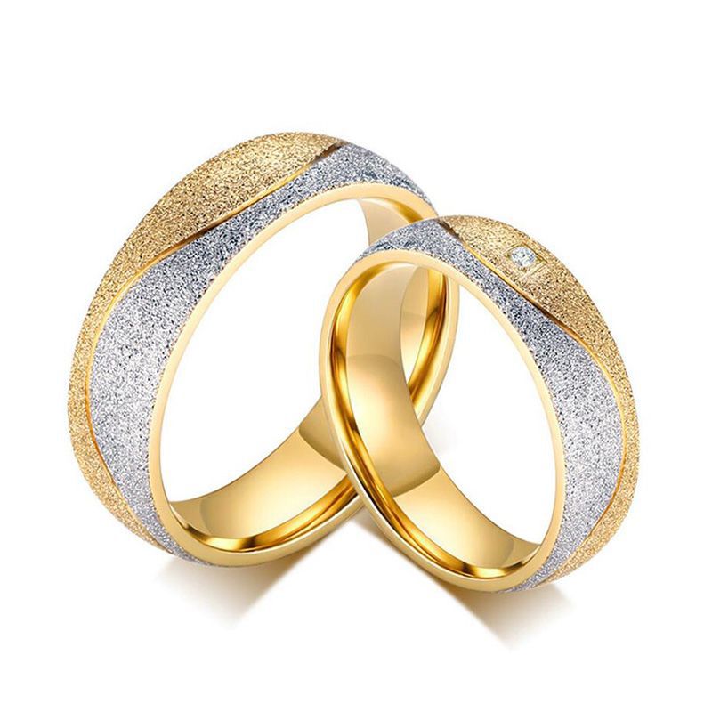 Two Tone Couple Rings Titanium Steel