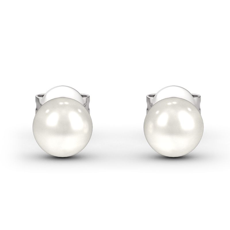 Simple Cultured Pearl Sterling Silver Stud Earrings