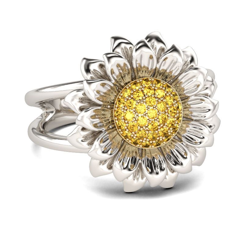 Sunflower Sterling Silver Ring