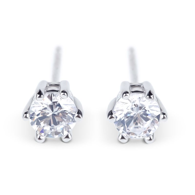 Simple Crown Sterling Silver Stud Earrings