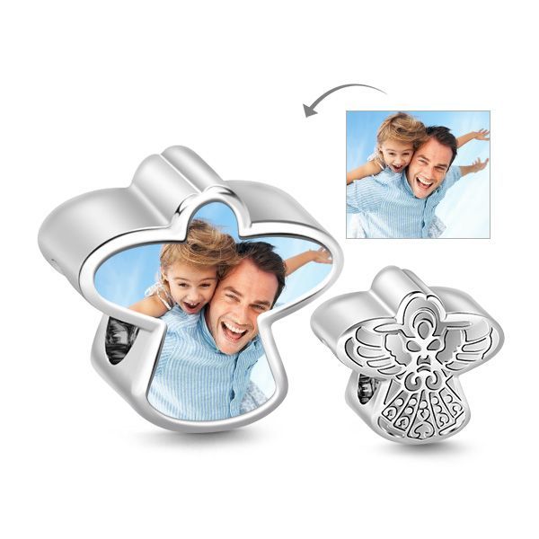 Guardian Angel Photo Charm Sterling Silver