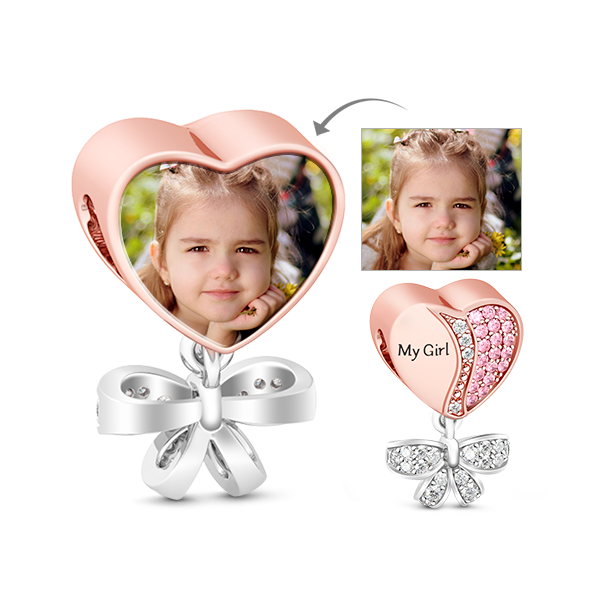 My Precious Daughter Pink Stones Photo Charm