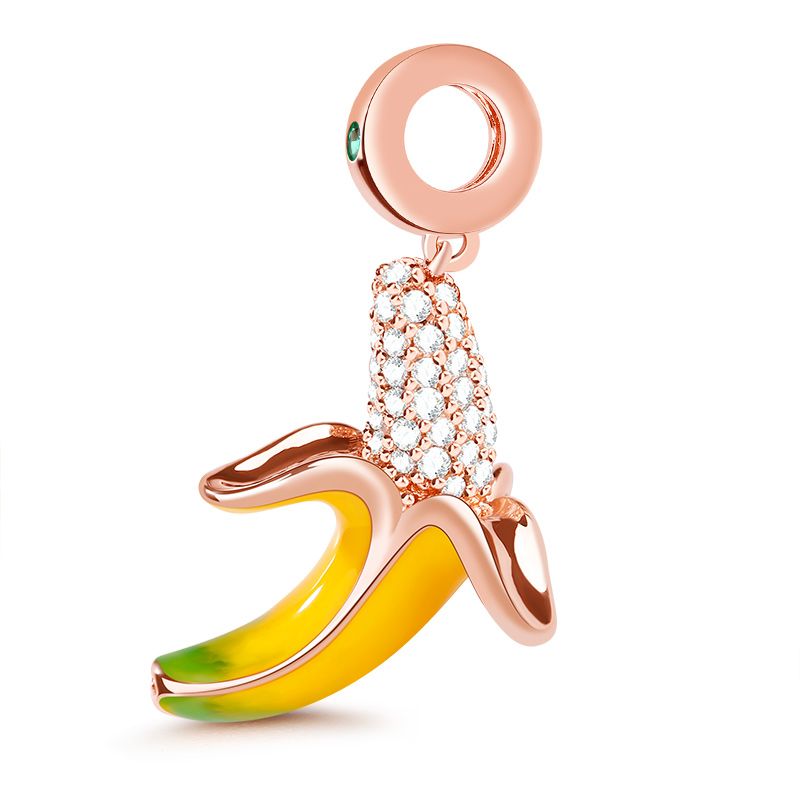 "Banana Makes Me Happy" Sterling Silver Dangle Charm