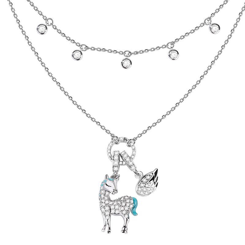 Layered Unicorn Sterling Silver Necklace