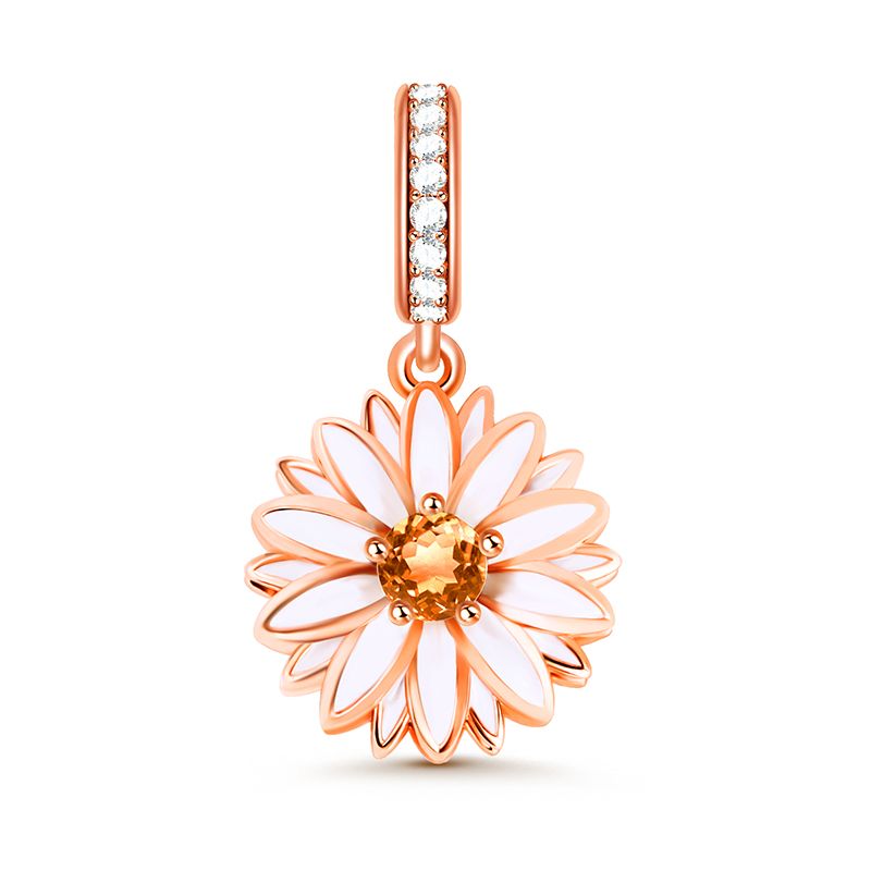 "Cheerfulness" Daisy Flower Sterling Silver Dangle Charm