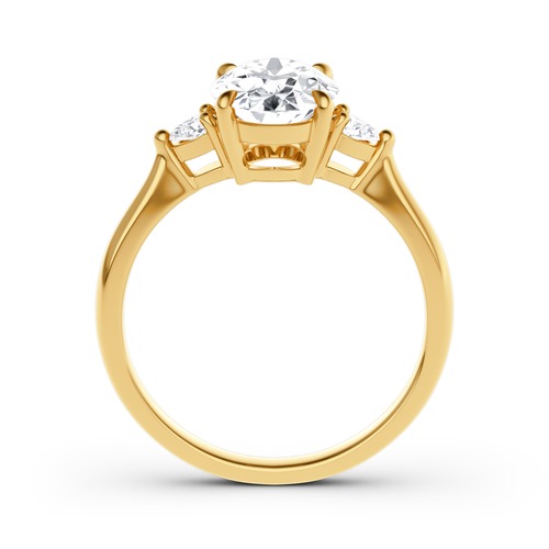 Moissanite Three Stone Oval Cut Gold Ring