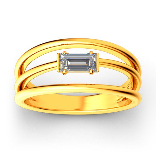 Split Shank Emerald Cut Sterling Silver Ring