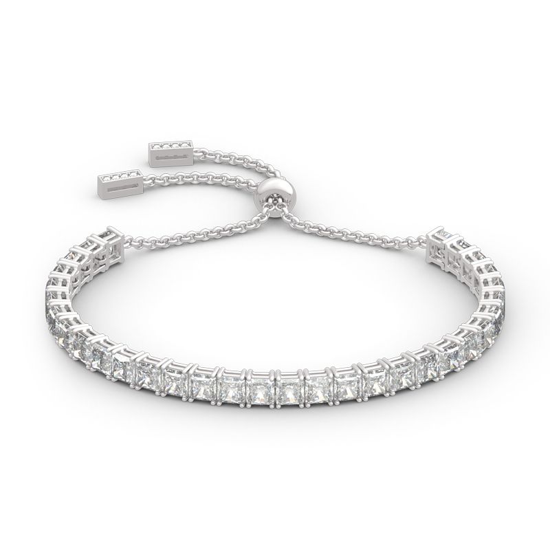 Classic Princess Cut Sterling Silver Bolo Tennis Bracelet