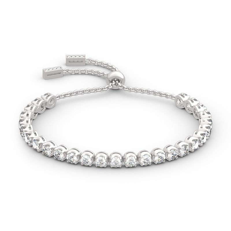 Classic Round Cut Sterling Silver Bolo Tennis Bracelet