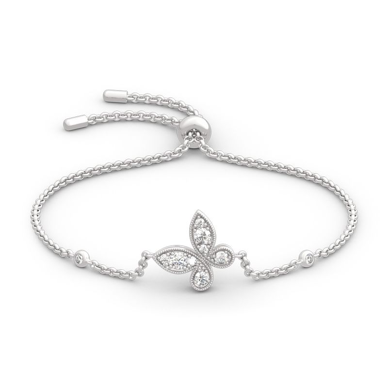 Butterfly Round Cut Sterling Silver Bracelet