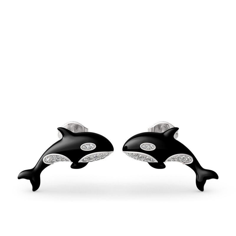 Orca Killer Whale Sterling Silver Earrings