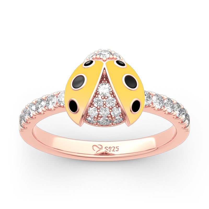 Lucky Yellow Ladybug Sterling Silver Ring