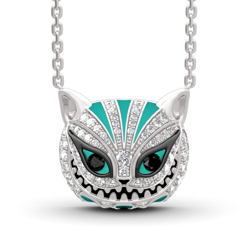 "Grinning Like a Cheshire Cat" Sterling Silver Enamel Necklace