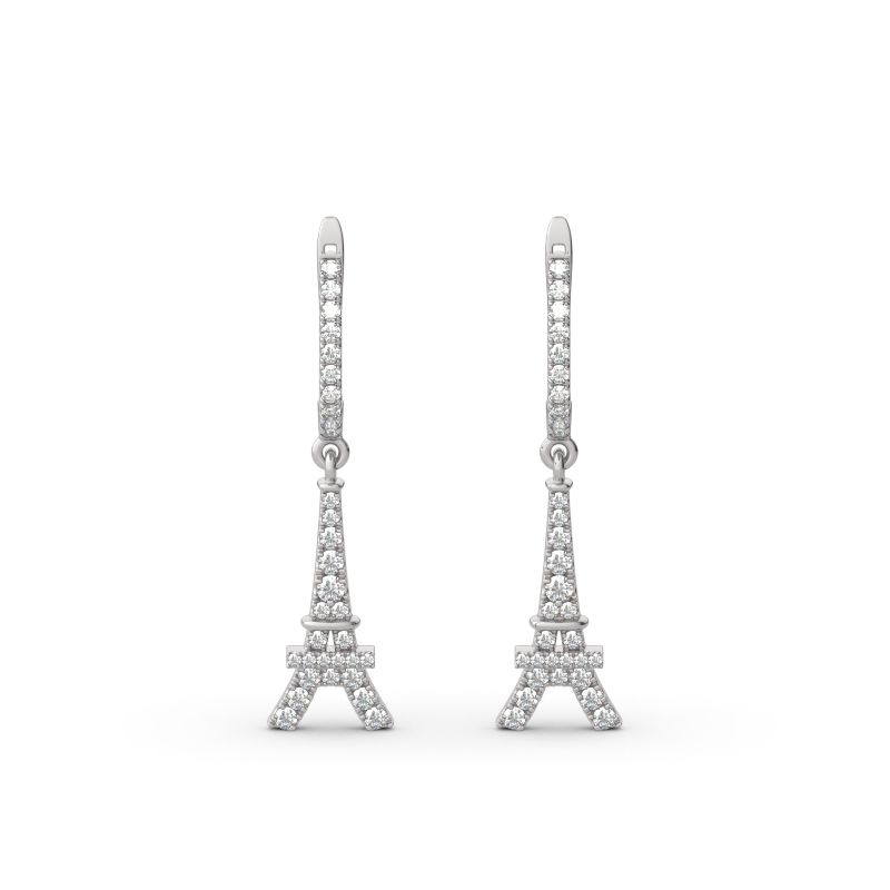 Eiffel Tower Sterling Silver Drop Earrings