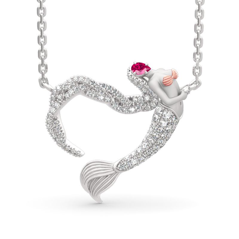 "Ocean's Light" Sterling Silver Mermaid Gift Necklace for Valent