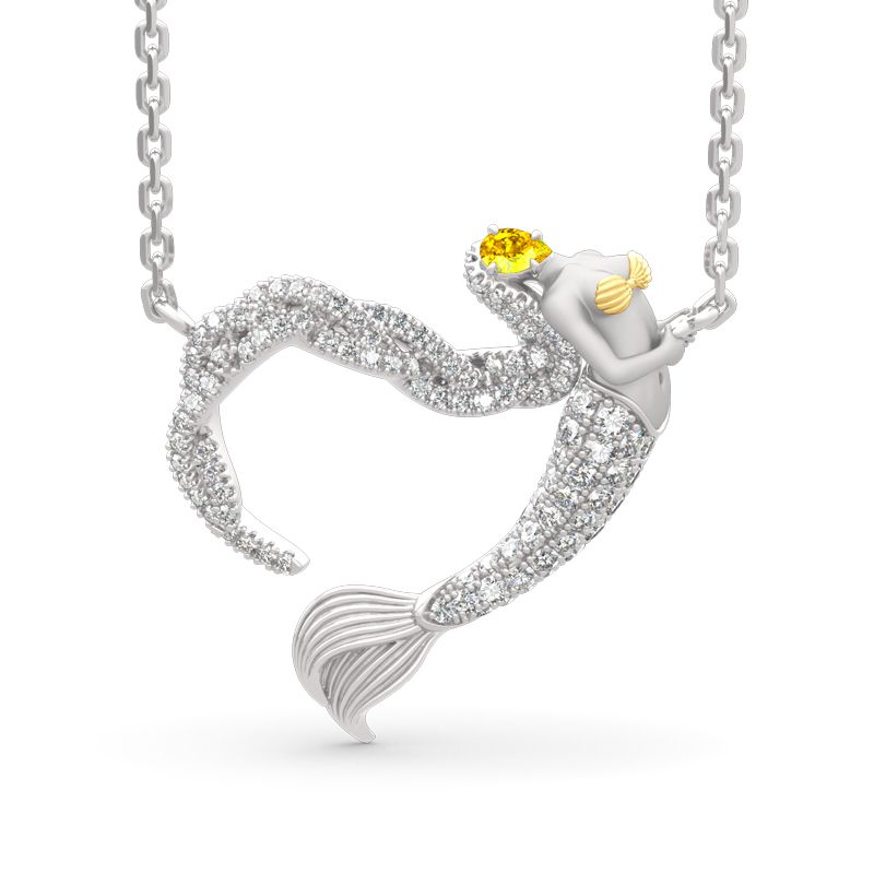 "Ocean's Light" Sterling Silver Mermaid Gift Necklace for Valent