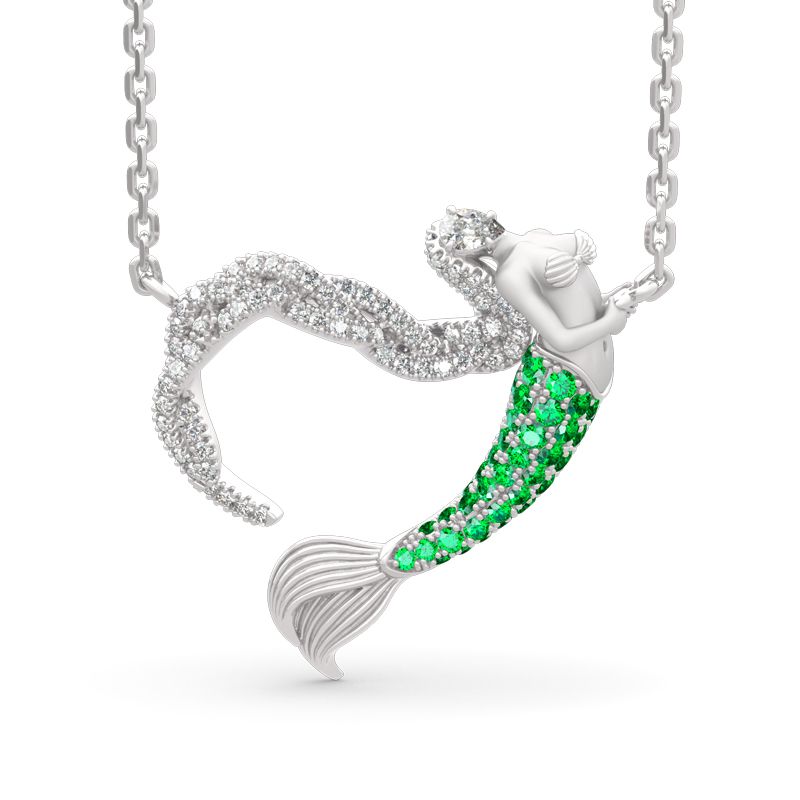 "Ocean's Light" Sterling Silver Mermaid Gift Necklace for Valent