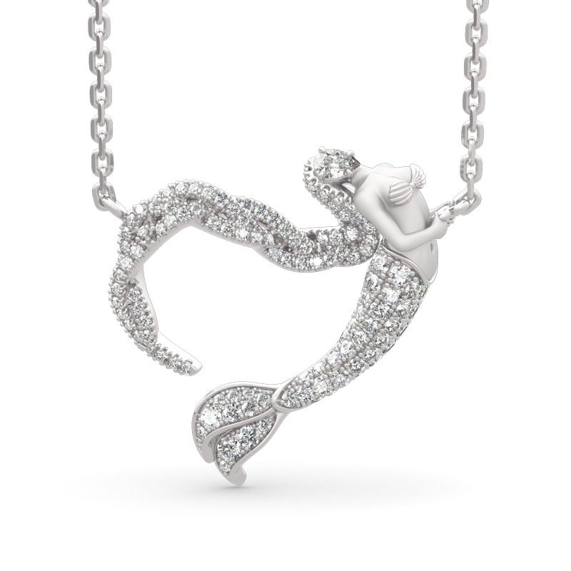 "Ocean's Light" Sterling Silver Mermaid Gift Necklace for Valent