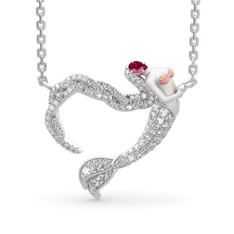 "Ocean's Light" Sterling Silver Mermaid Gift Necklace for Valent