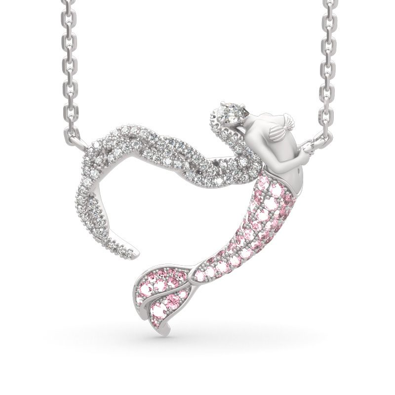 "Ocean's Light" Sterling Silver Mermaid Gift Necklace for Valent