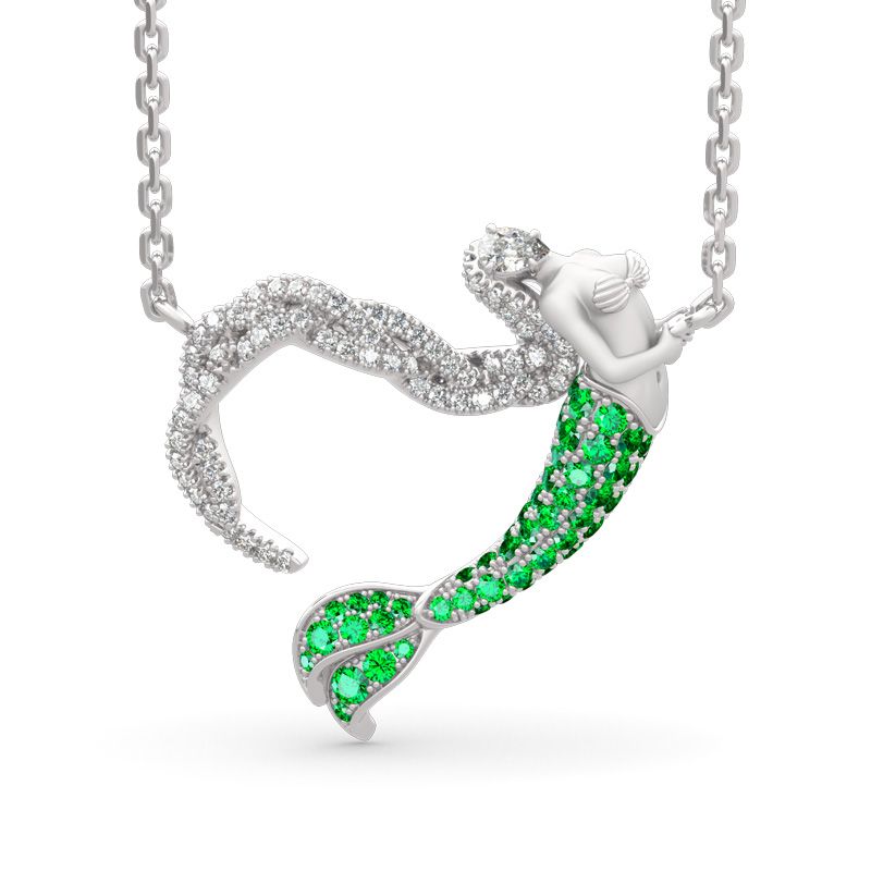 "Ocean's Light" Sterling Silver Mermaid Gift Necklace for Valent