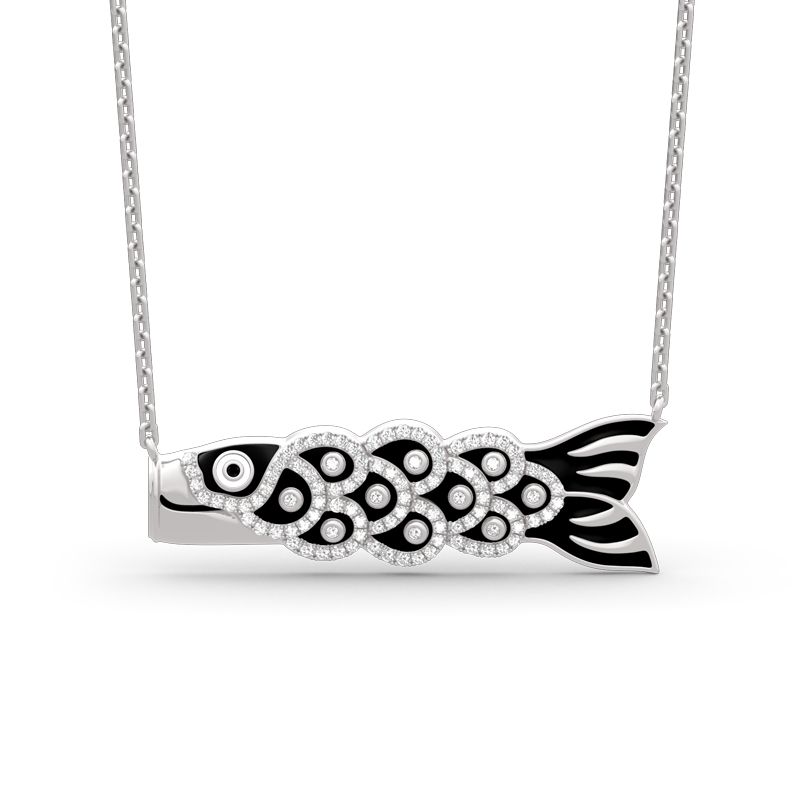 Japanese Koinobori Pendant Sterling Silver Necklace