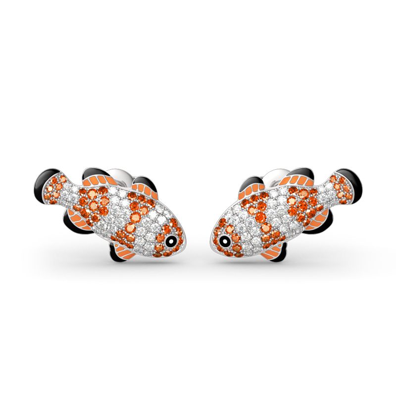 Clownfish Nemo Sterling Silver Stud Earrings