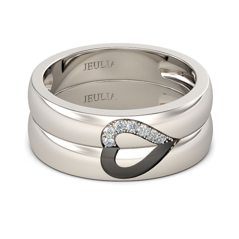 Love Shape Sterling Silver Band Set