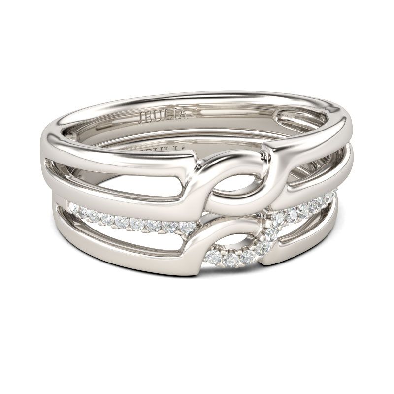 Simple Crossover Sterling Silver Band Set