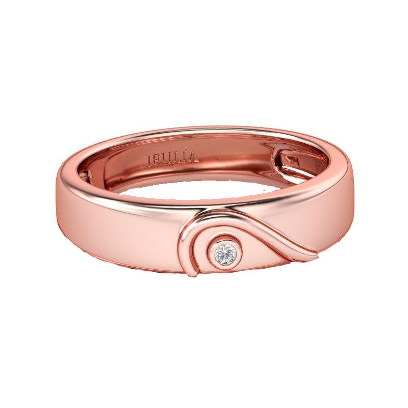 Rose Gold Tone Heart Design Sterling Silver Women's Band