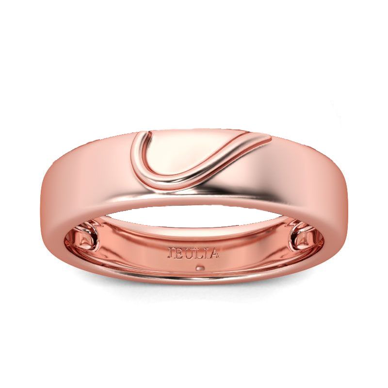 Rose Gold Tone Heart Design Sterling Silver Men's Band