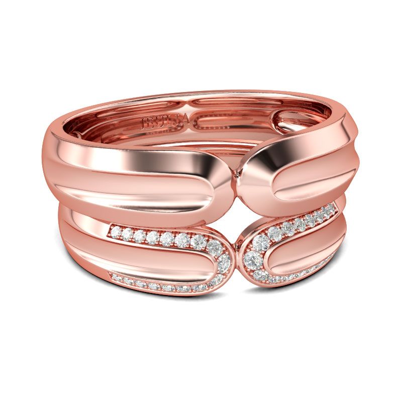 Rose Gold Tone Round Cut Sterling Silver Band Set