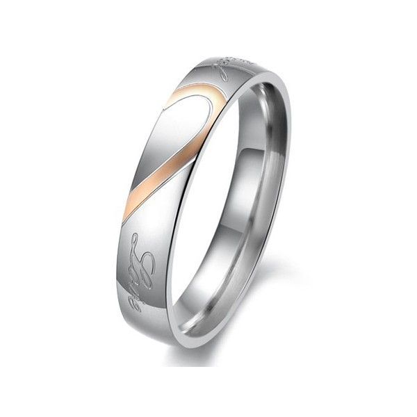 Two Tone Heart Titanium Steel Women's Band