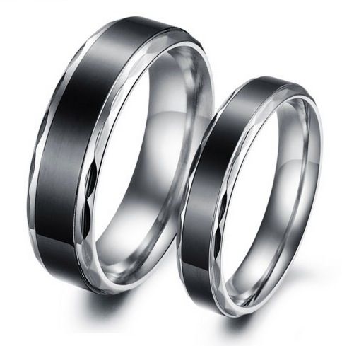 Cool Black Titanium Steel Couple Rings