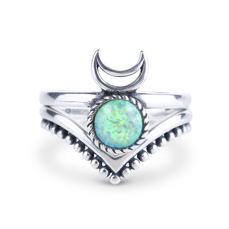 To the Moon and Back Stackable Opal Ring