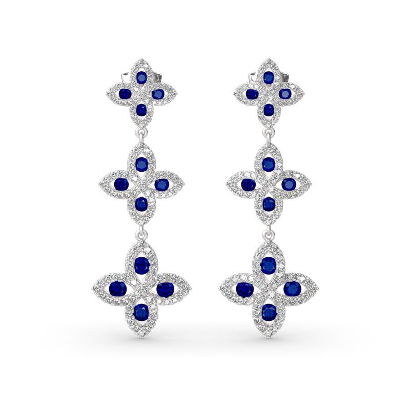 Lucky Flower Sterling Silver Drop Earrings