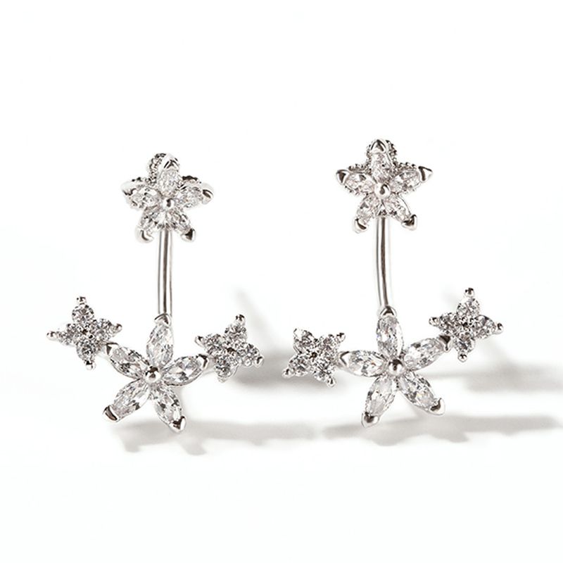 Flower Sterling Silver Ear Jackets