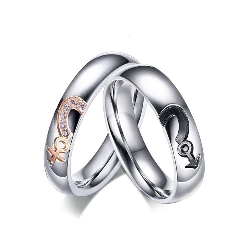 Heart Couple Rings Titanium Steel