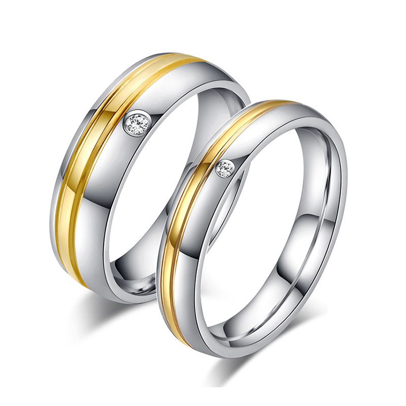 Two Tone Simple Couple Rings Titanium Steel