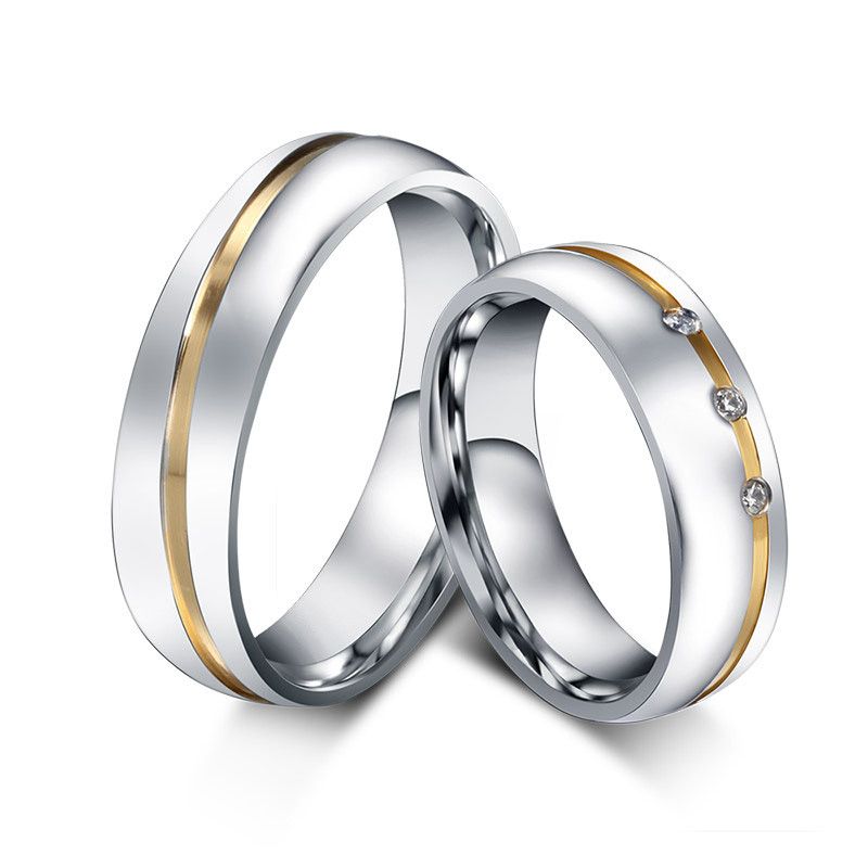 Two Tone Couple Rings Stainless Steel